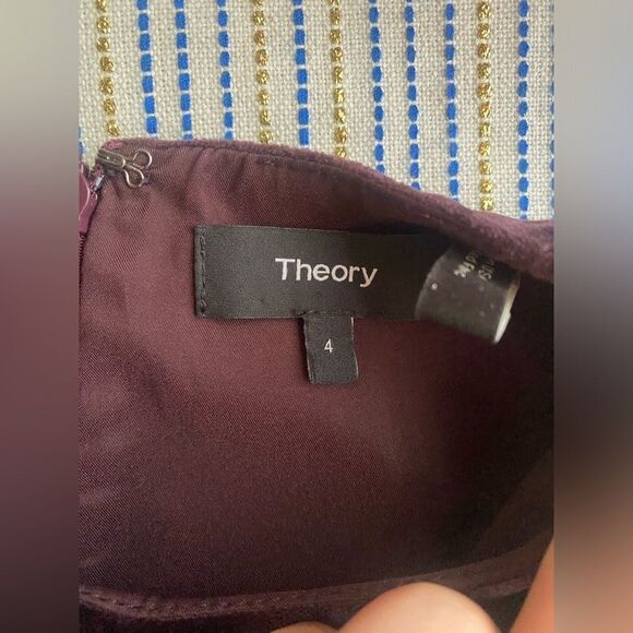 Theory Mini Dress Size 4 Wine  Velvet Long Sleeve Lined - Picture 5 of 15